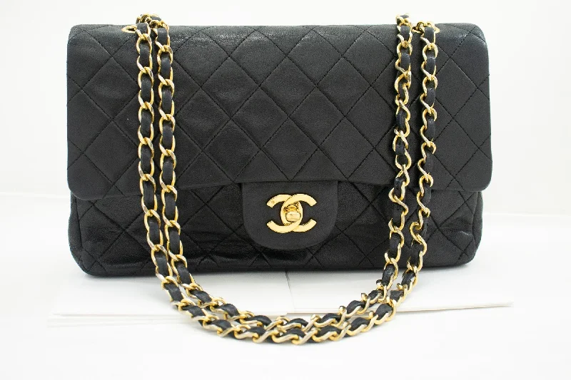 Chanel Lightweight Handbag for Daily ErrandsCHANEL Classic Double Flap Medium Chain Shoulder Bag Black Lamb k33