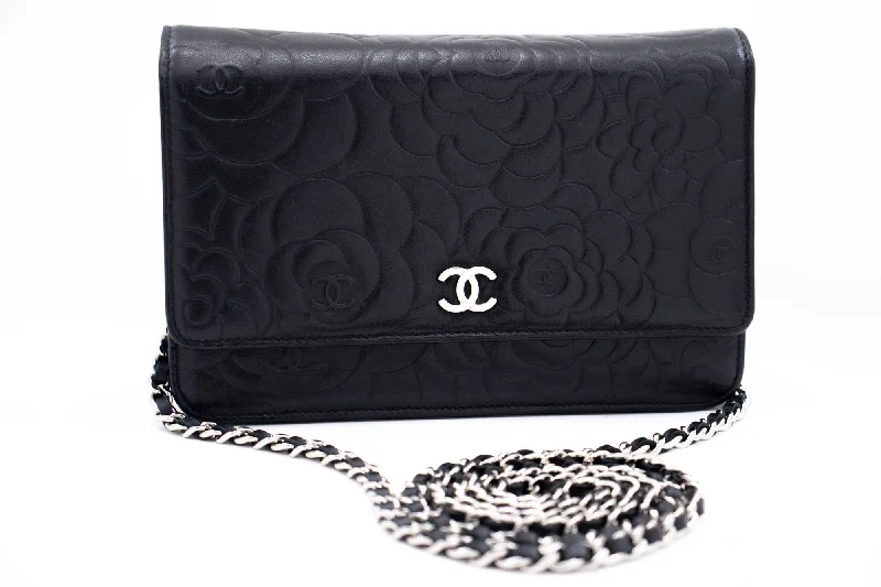 Chanel Medium Tote Bag for Office LadiesCHANEL Black Camellia Embossed Wallet On Chain WOC Shoulder Bag k68