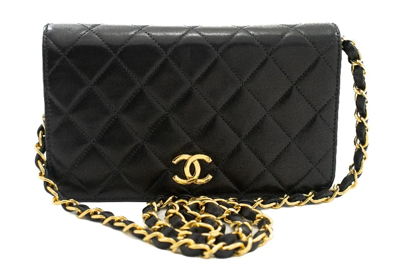 Chanel Vintage Inspired Handbag for Retro LoversCHANEL Full Flap Chain Shoulder Bag Clutch Black Quilted Lambskin k09