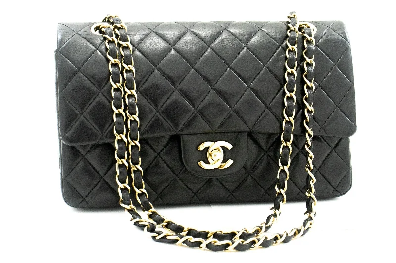 Chanel Black Handbag for Business MeetingsCHANEL Classic Double Flap Medium Chain Shoulder Bag Black Lamb k34