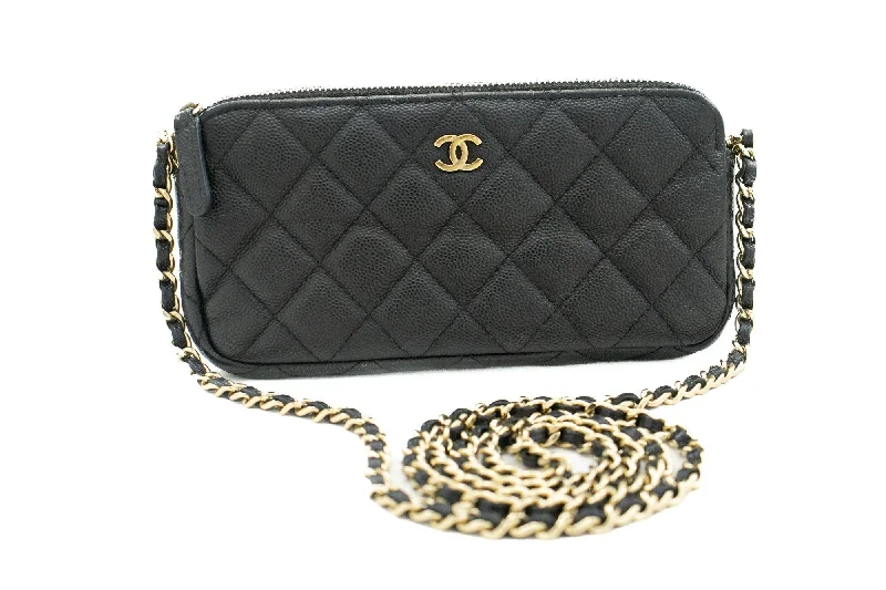 Chanel Black Handbag for Business MeetingsCHANEL Caviar Wallet On Chain WOC Double Zip Chain Shoulder Bag j70