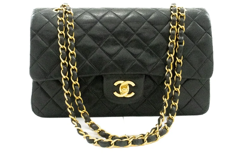 Chanel Colorful Handbag for Spring OutfitsCHANEL Classic Double Flap 10" Chain Shoulder Bag Black Lambskin k49