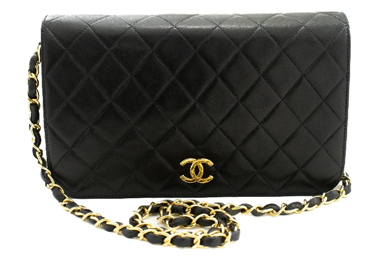 Chanel Luxury Handbag for High - End EventsCHANEL Full Flap Chain Shoulder Bag Clutch Black Quilted Lambskin k19