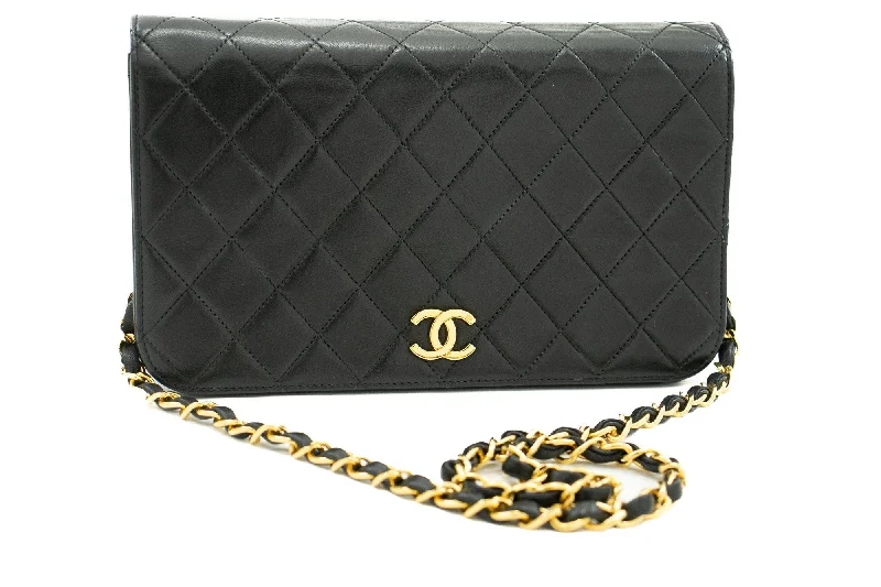 Chanel Colorful Handbag for Spring OutfitsCHANEL Full Flap Chain Shoulder Bag Clutch Black Quilted Lambskin j59