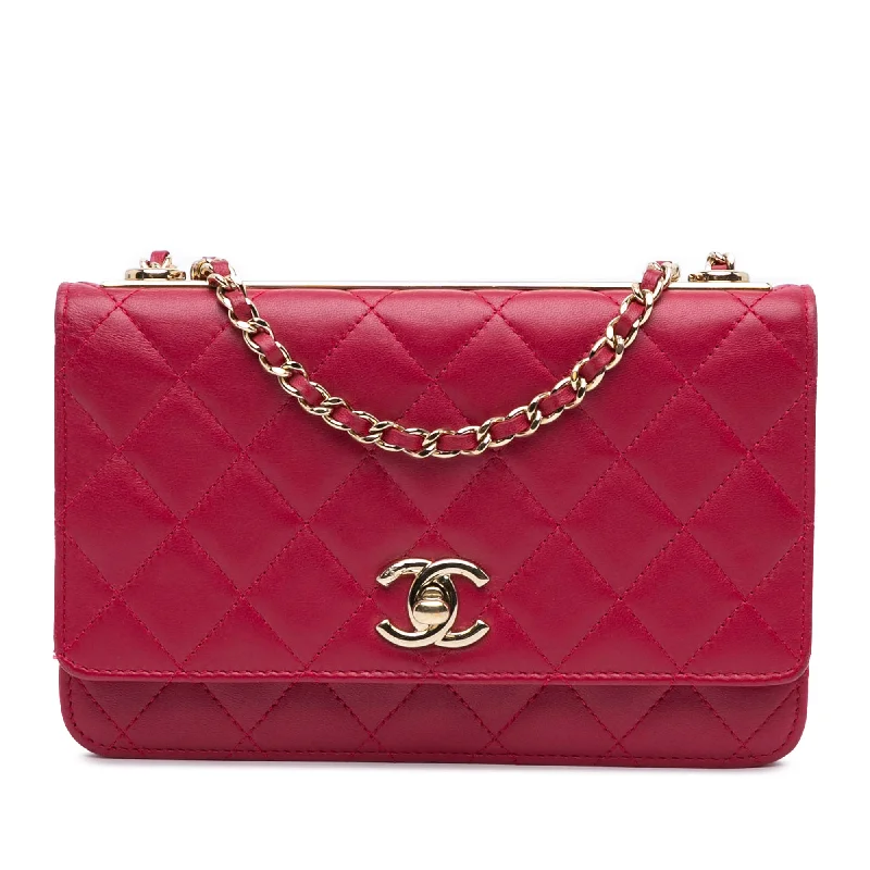 Chanel Chain Strap Handbag for Everyday UsePink Chanel Lambskin Trendy CC Wallet On Chain Crossbody Bag