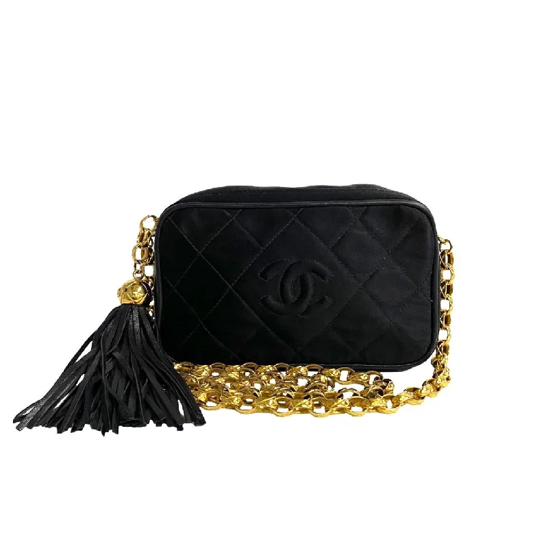 Chanel Luxury Handbag for High - End EventsChanel CC Quilted Satin Fringe Mini Bag Canvas Crossbody Bag in Excellent condition