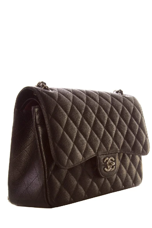 Chanel All - Match Handbag for Versatile StylingChanel Black Jumbo Caviar Double Flap SHW  Handbag