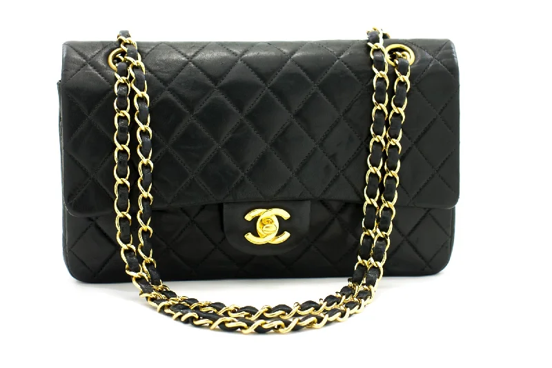 Chanel Lightweight Handbag for Daily ErrandsCHANEL 2.55 Double Flap Medium Chain Shoulder Bag Black Lambskin i51