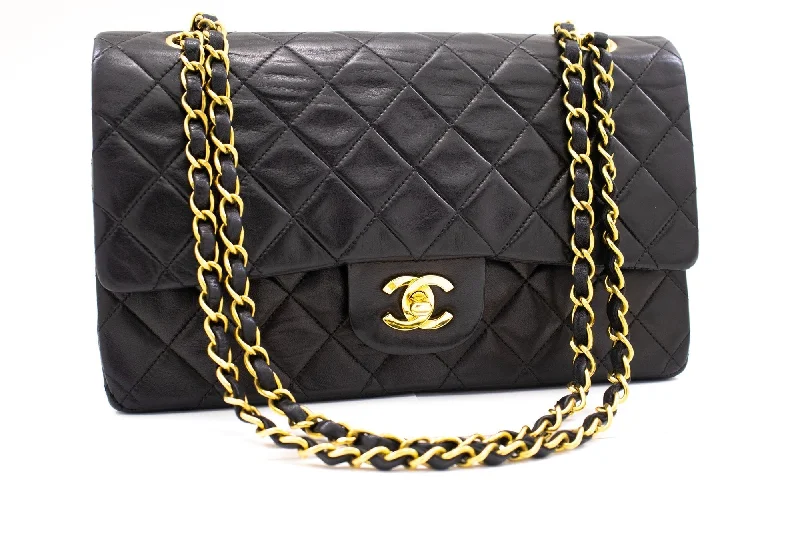 Chanel Small Crossbody Bag for TravelCHANEL Classic Double Flap 10" Chain Shoulder Bag Black Lambskin k71