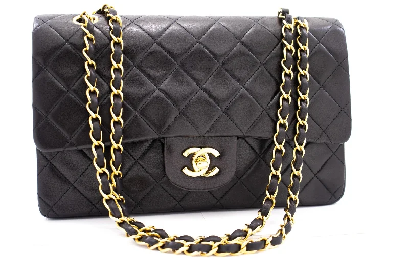 Chanel Colorful Handbag for Spring OutfitsCHANEL Classic Double Flap 10" Chain Shoulder Bag Black Lambskin k72