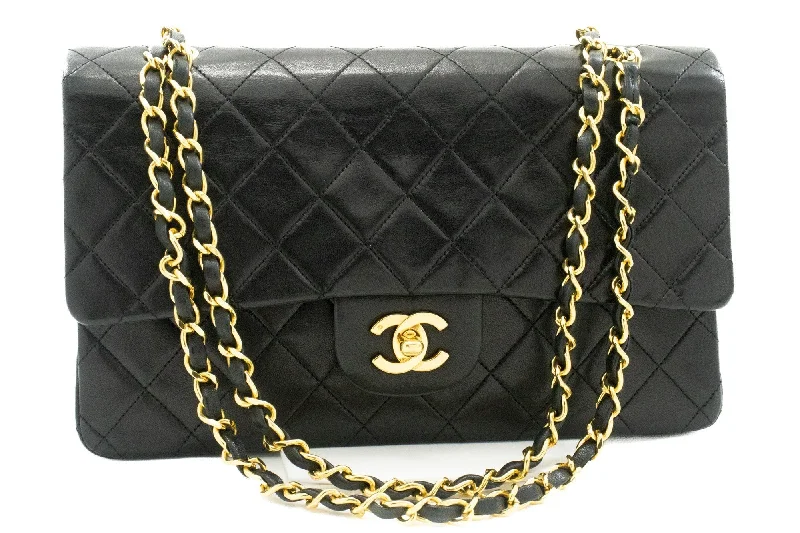 Chanel Lightweight Handbag for Daily ErrandsCHANEL Classic Double Flap 10" Chain Shoulder Bag Black Lambskin k46