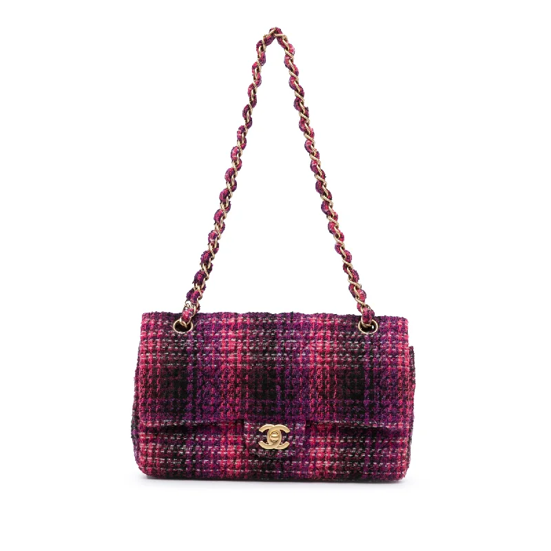 Chanel Handbag with Adjustable Strap for ComfortPurple Chanel Medium Classic Tweed Double Flap Shoulder Bag