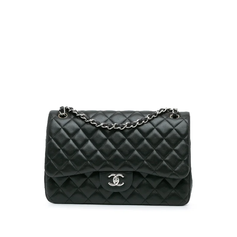 Chanel All - Match Handbag for Versatile StylingBlack Chanel Jumbo Classic Lambskin Double Flap Shoulder Bag