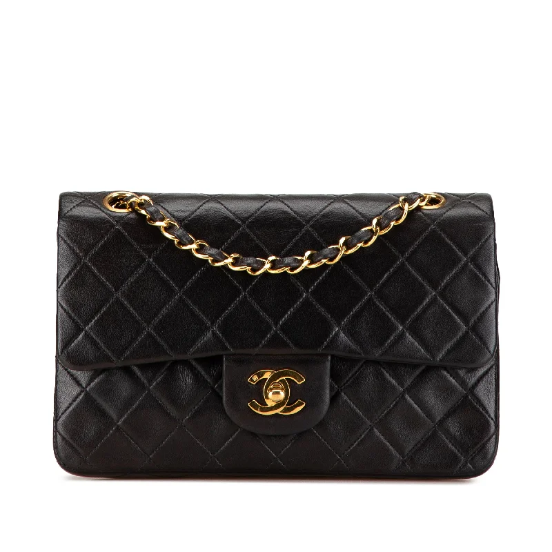 Chanel Designer Handbag with Unique DesignBlack Chanel Small Classic Lambskin Double Flap Shoulder Bag