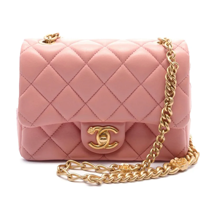 Chanel New Arrival Handbag with Gold HardwarePink Chanel Mini Quilted Lambskin Sweet Camellia Chain Flap Crossbody Bag