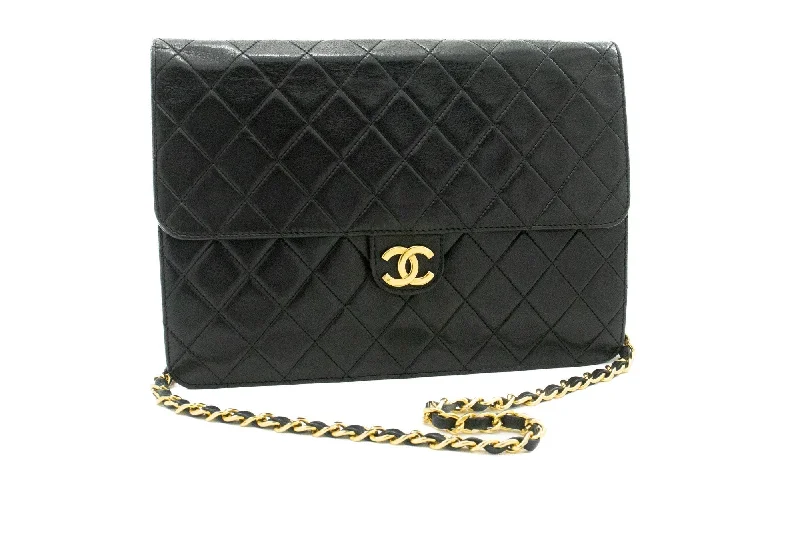 Chanel All - Match Handbag for Versatile StylingCHANEL Chain Shoulder Bag Clutch Black Quilted Flap Lambskin Purse k14