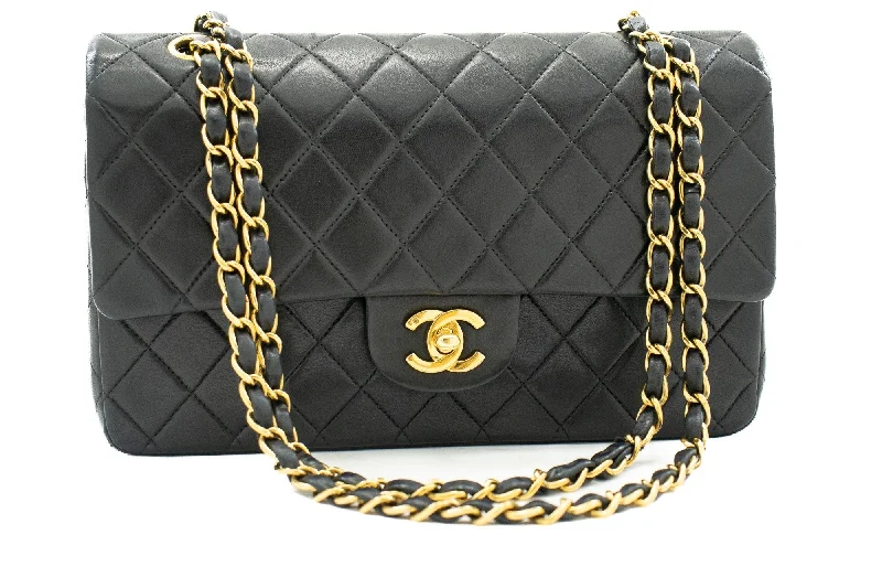 Chanel Chain Strap Handbag for Everyday UseCHANEL 2.55 Double Flap Medium Chain Shoulder Bag Black Lambskin j94