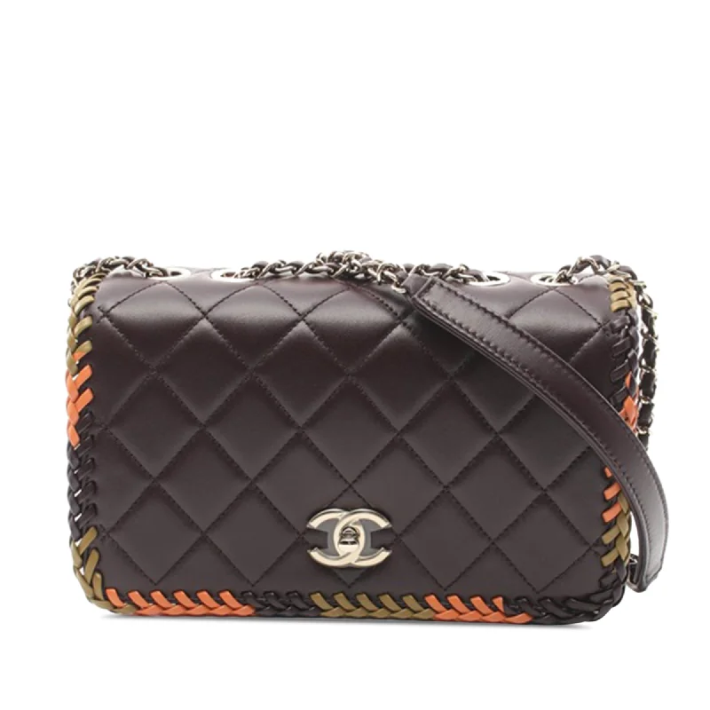 Chanel Quilted Leather Shoulder Bag for FashionistasBrown Chanel Medium Quilted Lambskin Whipstitch Flap Shoulder Bag