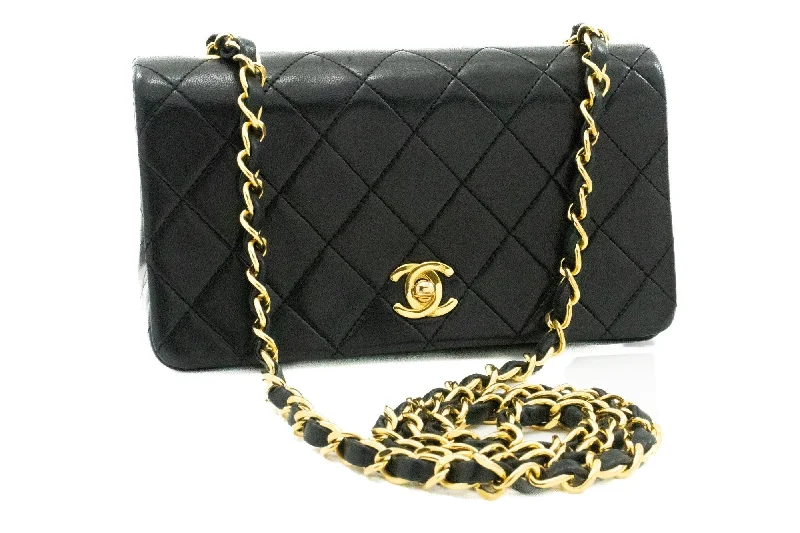 Chanel Limited Edition Handbag for CollectorsCHANEL Full Flap Chain Shoulder Bag Crossbody Black Quilted Lamb k64