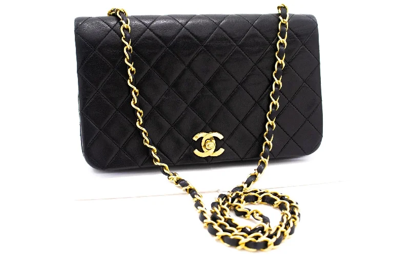 Chanel Luxury Handbag for High - End EventsCHANEL Full Flap Chain Shoulder Bag Clutch Black Quilted Lambskin k84