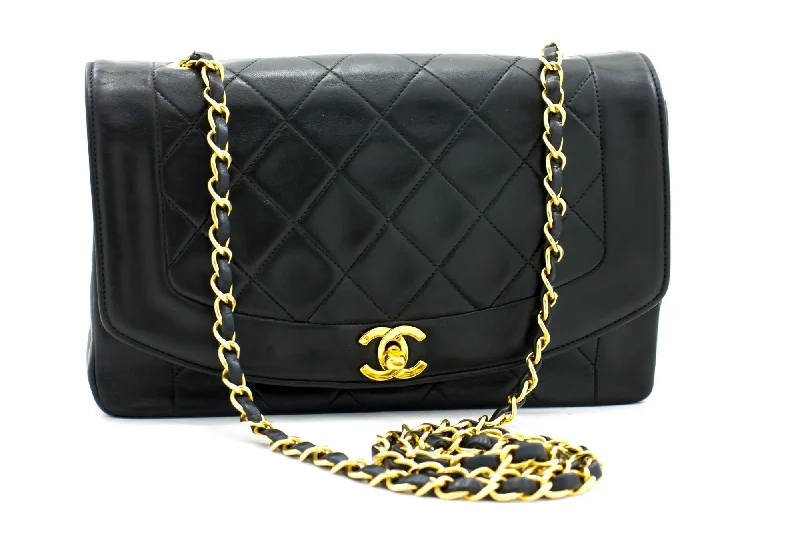 Chanel New Arrival Handbag with Gold HardwareCHANEL Diana Flap Chain Shoulder Bag Black Quilted Lambskin Purse h32