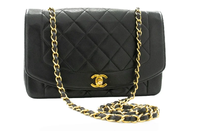 Chanel Medium Tote Bag for Office LadiesCHANEL Diana Flap Chain Shoulder Bag Black Quilted Lambskin Purse k28