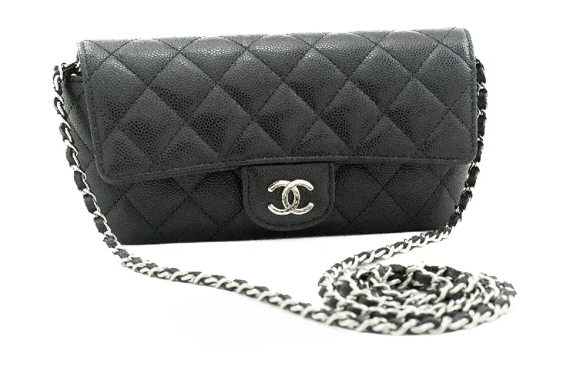 Chanel Luxury Handbag for High - End EventsCHANEL Flap Phone Holder With Chain Bag Black Crossbody Clutch j99