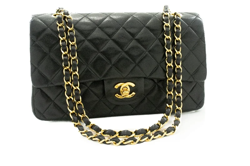 Chanel Small Crossbody Bag for TravelCHANEL Classic Double Flap 10" Chain Shoulder Bag Black Lambskin k39