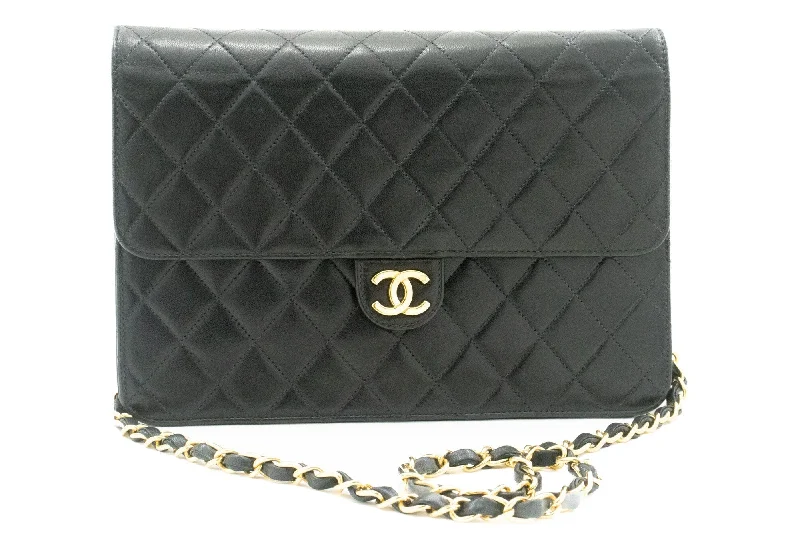 Chanel Handbag with Adjustable Strap for ComfortCHANEL Chain Shoulder Bag Clutch Black Quilted Flap Lambskin Purse k11