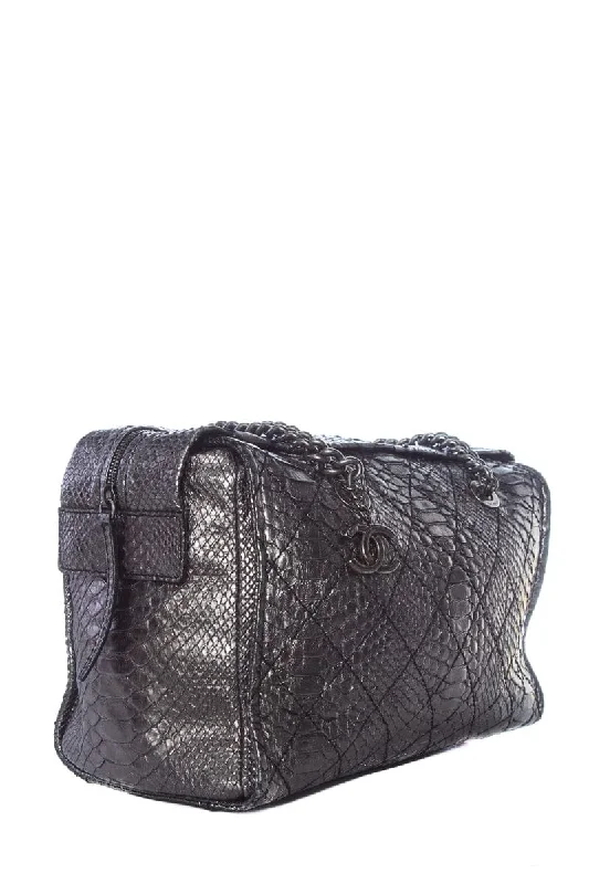 Chanel Lightweight Handbag for Daily ErrandsChanel Gunmetal Python Bowler RHW Handbag