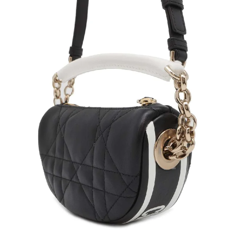 Christian Dior handbags with a detachable mirror for on - the - go touch - upsDior Vibe Hobo Bag Black/White S7200ONOA Lambskin Size micro