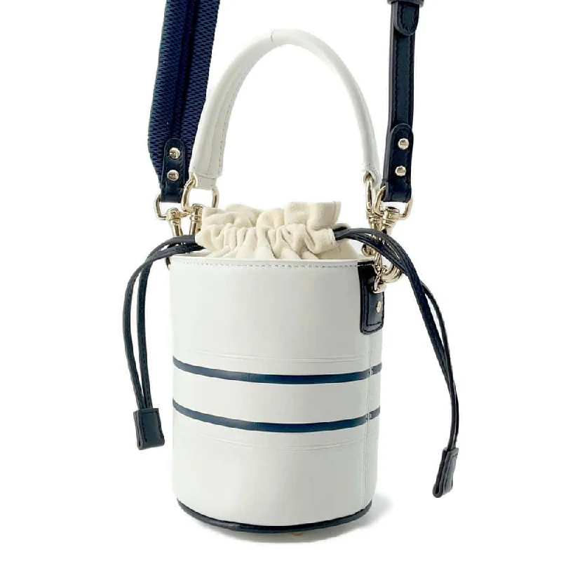 Stylish Christian Dior shoulder bags with a tassel - adorned zipperDior Vive Bucket 2WAYShoulder Bag White/Navy S6250OSGQ_M928 Leather Size micro