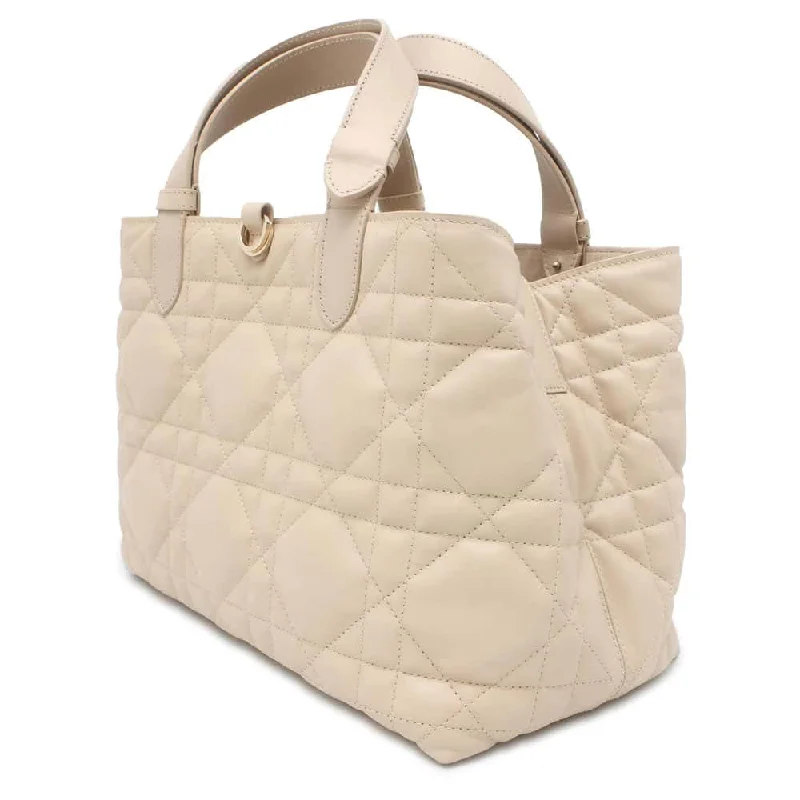 Christian Dior bags with a side - pocket for holding a water bottleDior TuJules Macro Cannage Bag Beige M2821OSHJ Calf Leather Size Medium