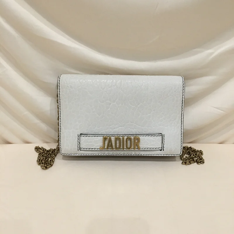 Christian Dior crossbody bags with a front - flap pocket for easy accessDior White Calfskin J'Adior Crossbody Bag Sku# 70418