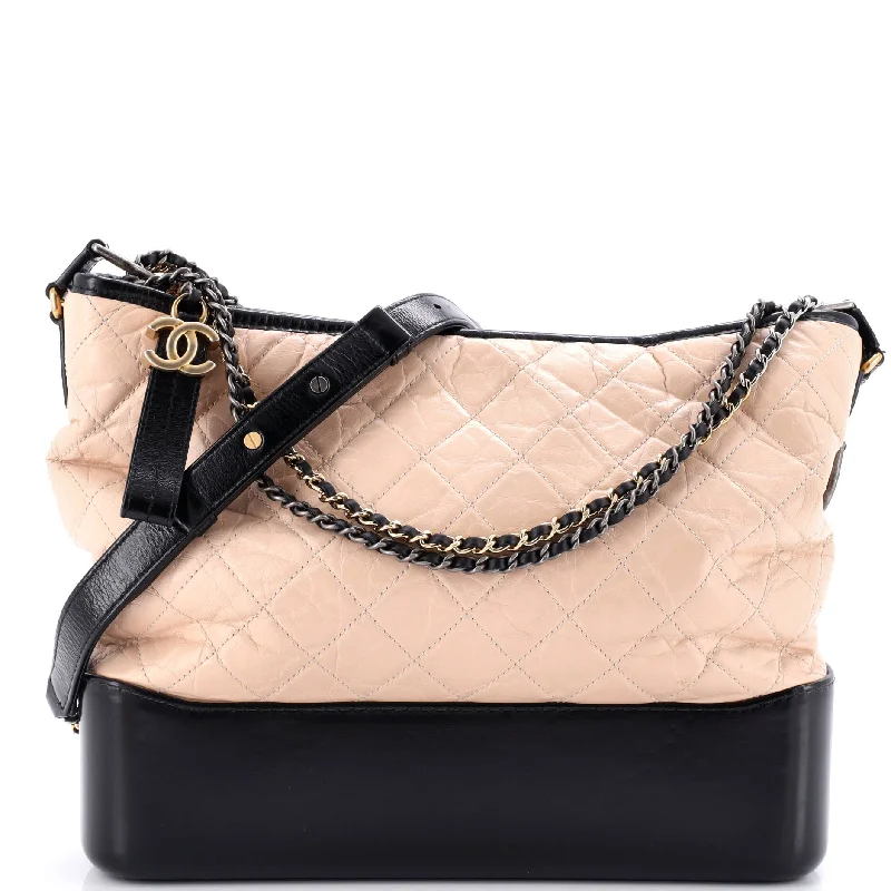 Christian Dior bags with a zip - top closure and multiple compartmentsBicolor Gabrielle Hobo Quilted Aged Calfskin Large