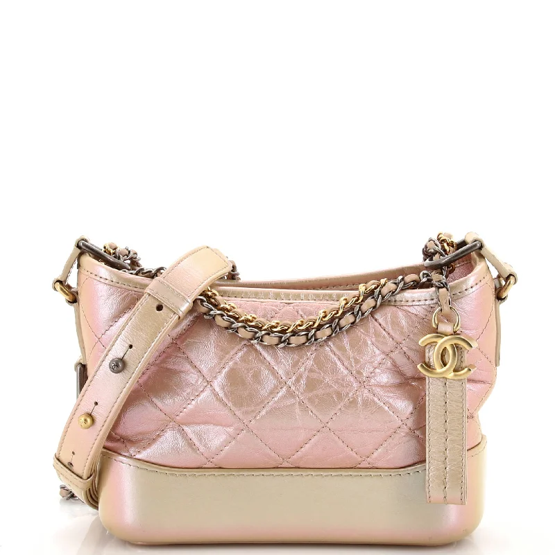 Luxury Christian Dior crossbody bags with a chain - link strapGabrielle Hobo Quilted Iridescent Aged Calfskin Small