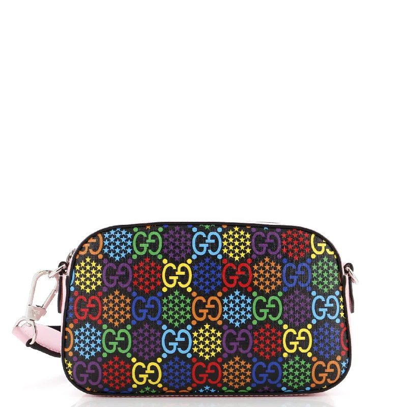 Christian Dior handbags with a snap - button closure and a decorative buckleCamera Crossbody Bag Psychedelic Print GG Coated Canvas Small