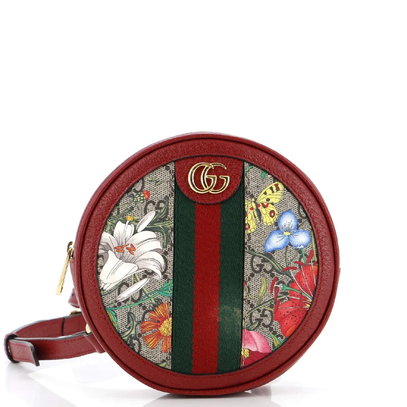 Christian Dior crossbody bags with a front - flap pocket for easy accessOphidia Round Backpack Flora GG Coated Canvas Mini